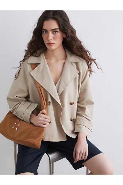 LC Waikiki Double Breasted Collar Oversize Women's Trench Coat