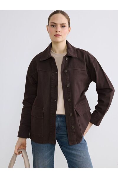 LC Waikiki Lcw Everyday Anthracite Shirt Collar Women's Jacket