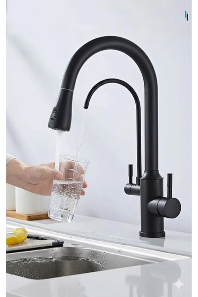 OEM Kitchen Sink Faucet with Water Purification Outlet, Digital Led Spiral+Spout, 7 Years Warranty, Imported, Matte Black