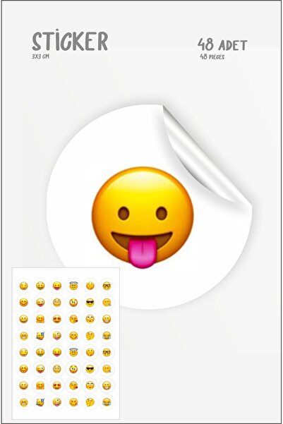 43 cici süsler organizasyon Σετ αυτοκόλλητων Emoji Expression με 48 αυτοκόλλητα