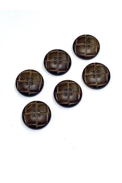 karantuhafiye Κουμπί για παλτό ιταλικού τύπου / D εφέ δέρματος / Καφέ / Σετ 6...