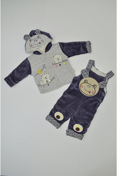 Baby Slon Kids Clup Kışlık kadife içi full welsoft astarlı çıtçıtlı ayıcık na...