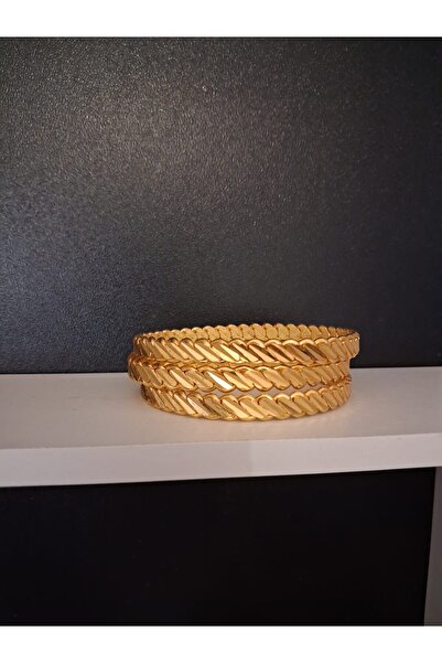 DEROSA JEWELRY&TEXTILES 3LÜ BURGU BİLEZİK ALTIN KAPLAMA KADINLAR İÇİN