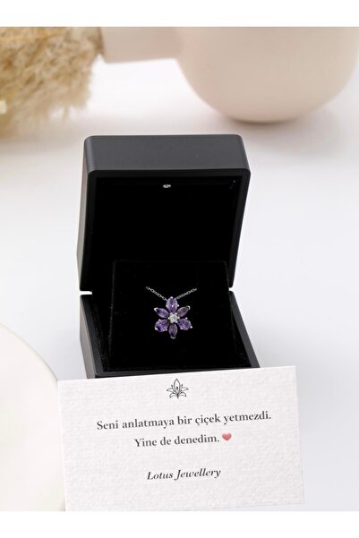 LOTUS JW 925 Ayar Gümüş Işıklı Kutulu Herbaryum Kolye | 925 Ayar Gümüş Kolye