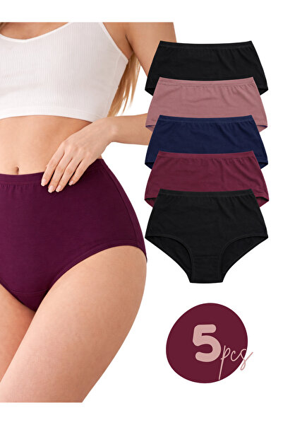 LİBELLA İÇ GİYİM Plus Size High Waist 5-Piece Premium Cotton Lycra Ultra Comf...