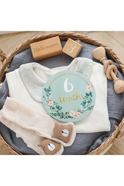 Denn Store Set of 17 monthly photo cards for babies, floral design, milestone...