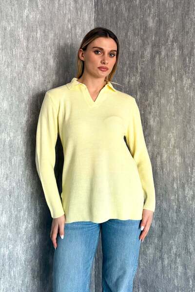 ModaPlaza Women's Thessaloniki Polo Collar Casual Sweater 5513