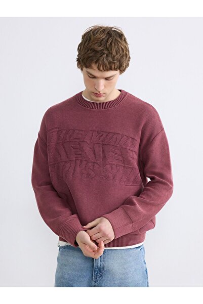 LC Waikiki Crew Neck Embossed Men's Knitwear Sweater