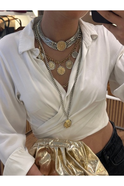 BIJUTERI Küb Bag Çoklu Gold Gümüş Kolye