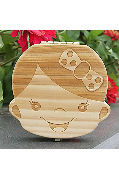 OEM Wooden souvenir box for storing baby teeth, navel and hair strand, for girls