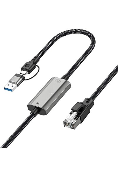 The Bros محول USB-C وUSB 3.0 إلى إيثرنت 2 في 1 بطول 4 أقدام، كابل شبكة LAN سر...