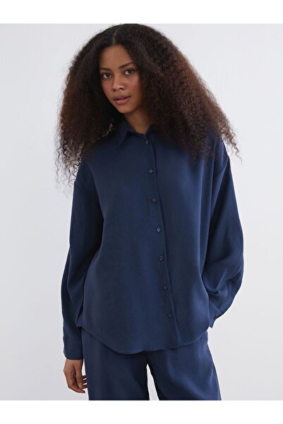 LC Waikiki Xside Indigo Oversize Modal Blend Women's Shirt
