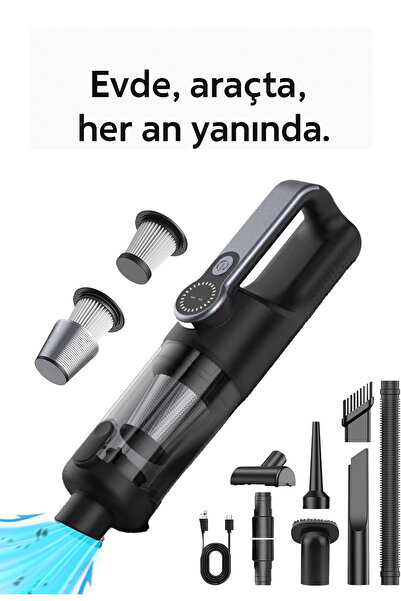 TECHNOMEN 26000 Pa Araç içi Süpürge 4'ü 1 Arada Kablosuz El Süpürgesi Ekranlı...