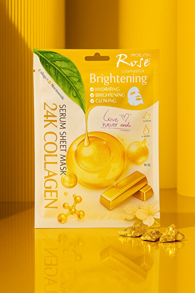 Roesıa Rose Cosmetics Rose 24K Collagen Özlü Hazır, Tekli Yüz Maskesi