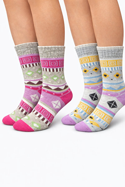 YOTITEX Colorful Ethnic Patterned Daily Wool Socks Set of 2