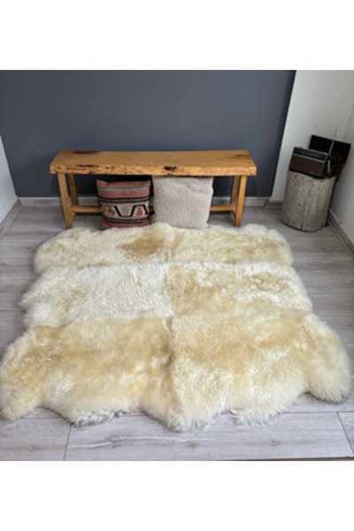 Enba İç ve Dış Ticaret Hakiki %100 Doğal Koyun Postu Halı 190x160 cm | El Yap...