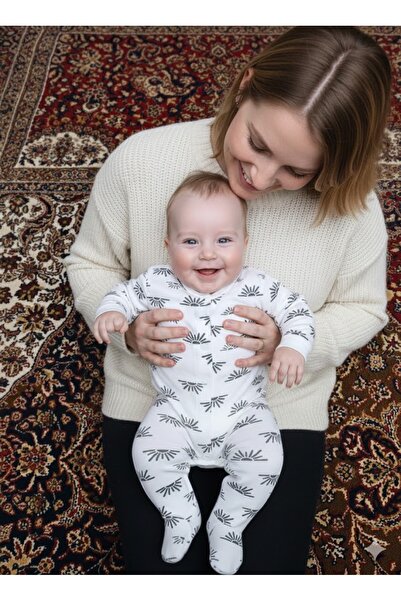 ruhaay مطبوع بدلة أطفال بأكمام طويلة مزودة بأزرار كبس