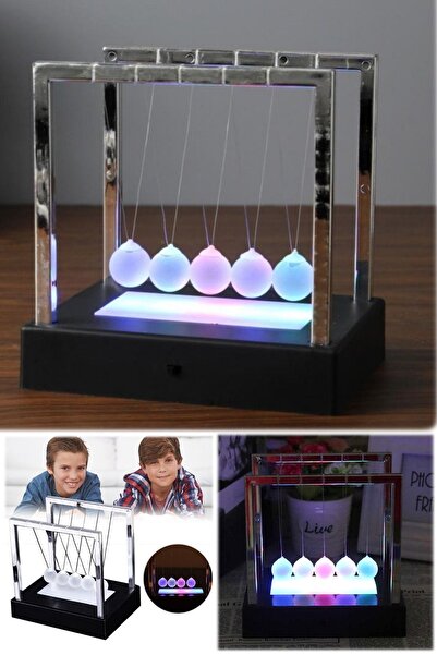 Munico Ev Ofis Dekorasyonu Asimetrik Işıklı Newton Masa Masa Süs Metal Sarkaç...