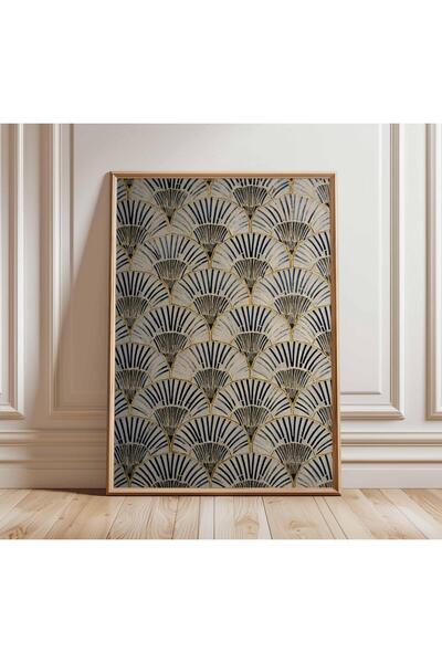 NinaStore Art Deco Duvar Sanatı | Vintage Geometrik Poster | Altın Lacivert Y...