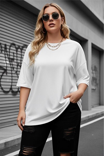 Oksit Mily Жіночий великий розмір Battal Basic Велосипедна комір бавовняна фу...