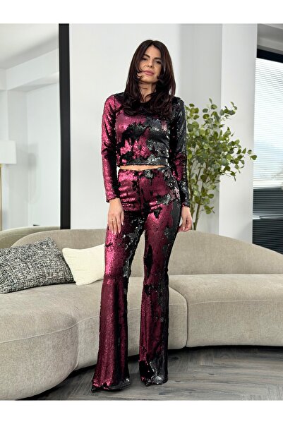 RAMONA BADESCU EXCLUSIVE Women's sequin suit - statement set with top and fla...