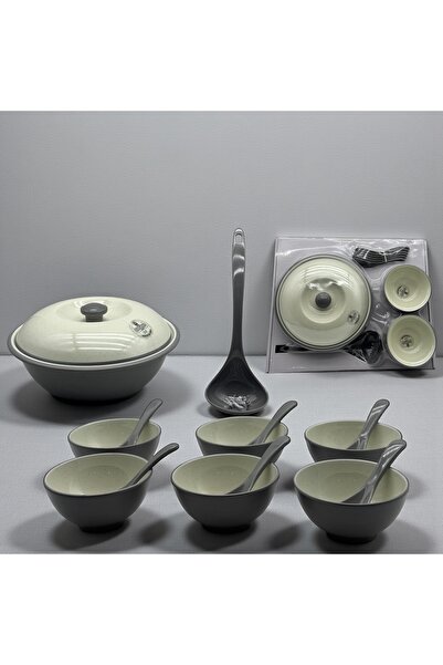 LANDREEN A 15-piece melamine soup set for 6 people, made from high-quality pu...