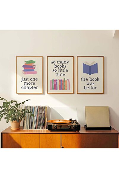NinaStore Kitap Severler İçin Duvar Sanatı Seti, Dijital Sanat İndirme, 3 Par...
