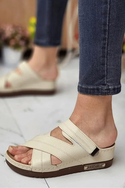 Wedell Palermo Women's Stylish Comfortable Daily Slippers Anatomical Orthopedic Sole Artificial Leather Mother's Outdoor Home Slippers
