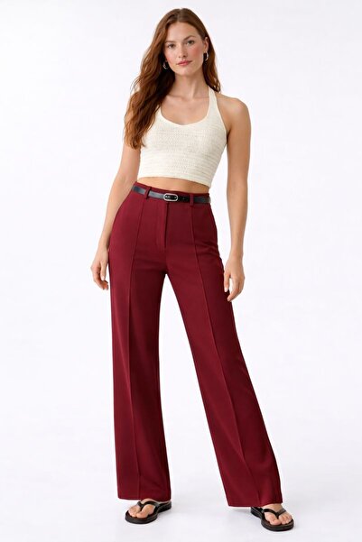 HAKKE Yüksek Bel Çift Kemerli Palazzo PANTOLON