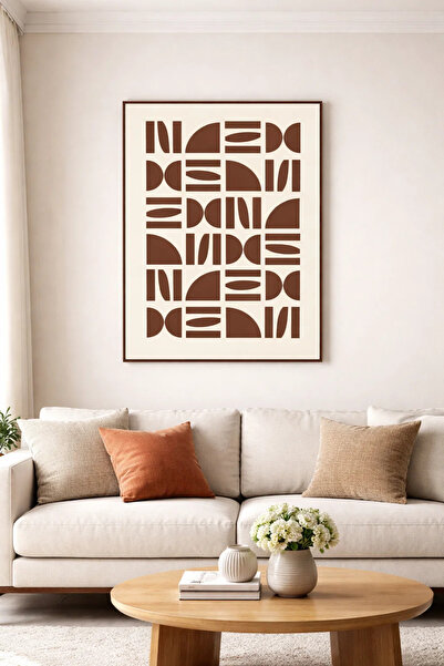 MARIA HOMES Abstract Geometric Wall Art with Wooden Frame 123 x 83 cm
