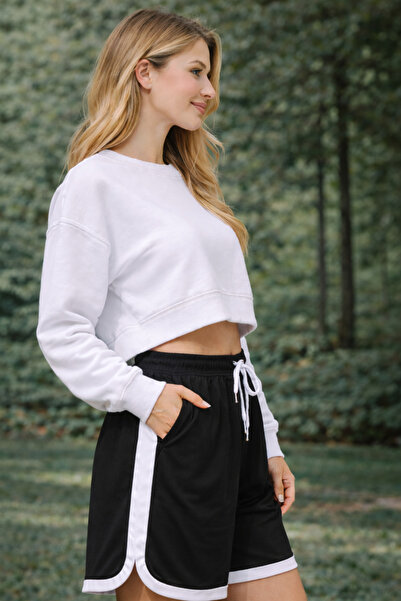 Deep sense Women's Sports Shorts High Waist Side Stripe Comfortable Fit Casua...