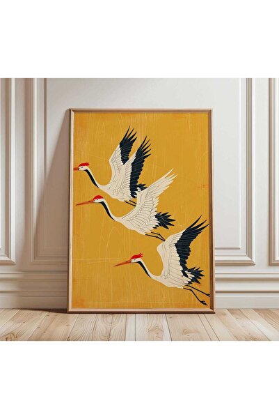 NinaStore Japon Turnası Posteri Minimalist Kuş Duvar Sanatı Geleneksel Asya B...