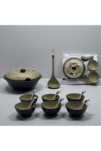 LANDREEN A 15-piece melamine soup set for 6 people, made from high-quality pu...