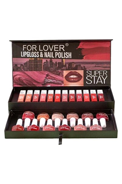 FOR LOVER مجموعة فاخرة – ملمع شفاه وطلاء أظافر