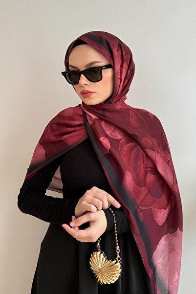 poplin BORDO FLOWER GARDEN SOFT ŞAL