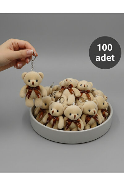 Massaltay ميدالية مفاتيح على شكل دب بتفاصيل فيونكة بنية اللون، 100 قطعة |   إ...