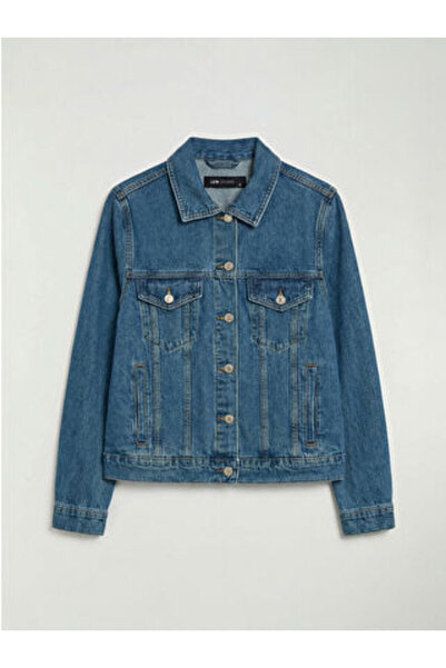 LC Waikiki Artı-Store Shirt Collar, Long-Sleeved Women's Jean Jacket, Made of...