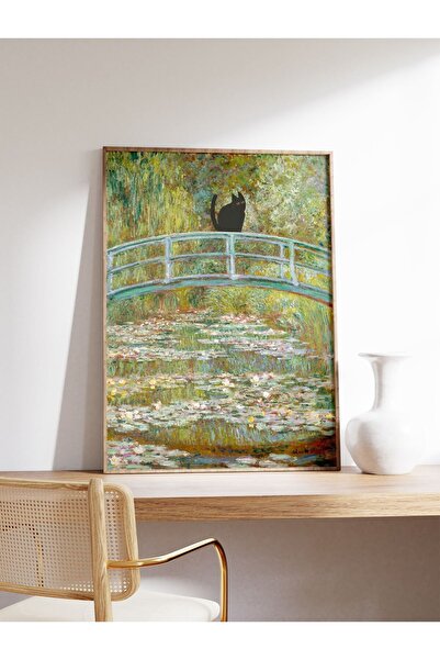 NinaStore Monet Nilüfer Kedi Baskısı Claude Monet Kedi Posteri Kedi Sanatı Çi...