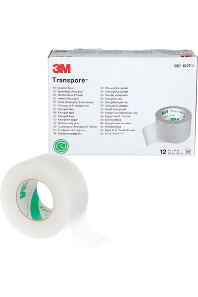 3M شريط Transpore 1527-1 (عبوة من 12 شريطًا)
