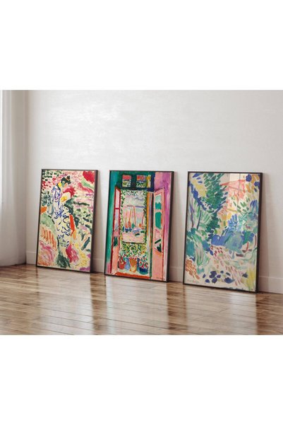NinaStore 3'lü Set Henri Matisse Sergisi Afişleri Açık Pencere Afişi Colliour...