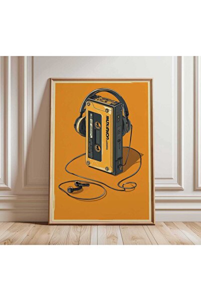 NinaStore Retro Kaset Çalar Duvar Sanatı Baskısı Vintage Müzik Posteri 80'ler...