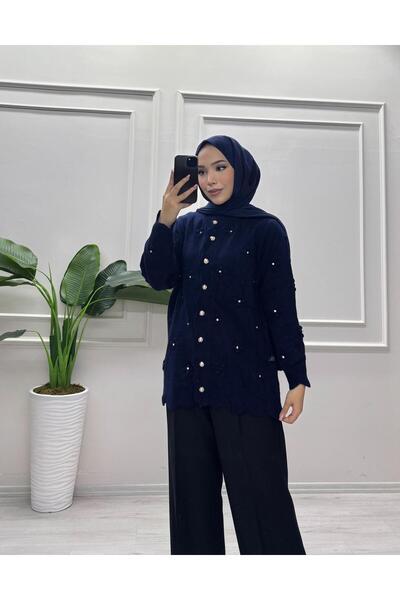 moda acar Pitpit Detailed Stone-Embellished Cardigan