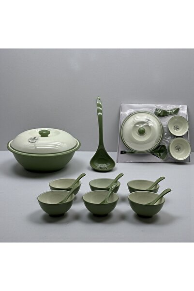 LANDREEN A 15-piece melamine soup set for 6 people, made from high-quality pu...