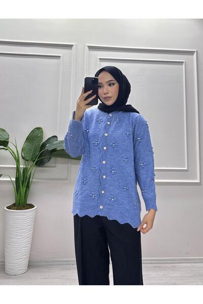 moda acar Pitpit Detailed Stone-Embellished Cardigan