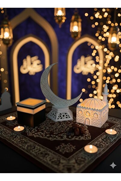 Taz Work Shop Ramazan Ayına Özel 3’lü Dekoratif Set (Hilal–Cami–Kâbe) | LED M...