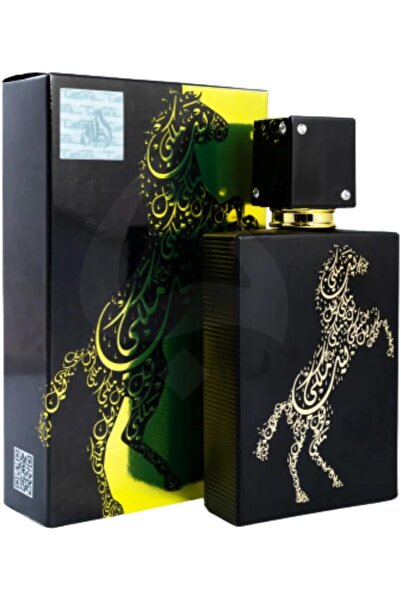 Lataffa Lail Maleki Eau de Parfum, Black Bottle with Gold Calligraphy Horse D...