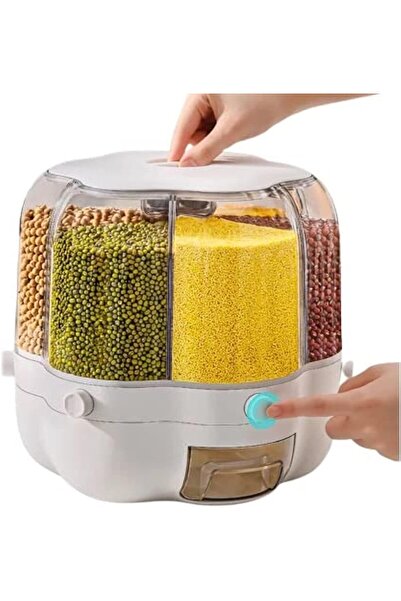 PUKON Food Grain Storage Container Large Capacity 6-Grid Rice Dispenser