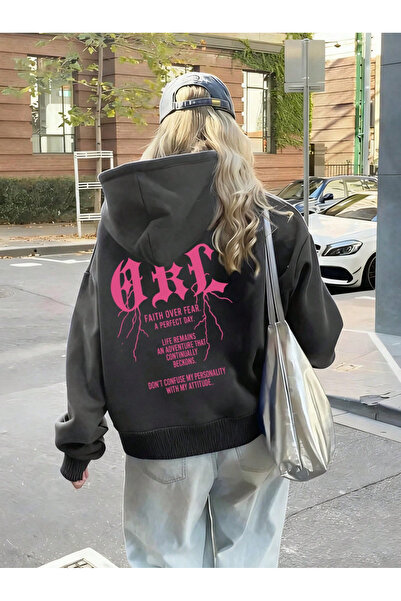 Marco Fresco سويت شيرت نسائي وردي اللون مطبوع عليه حروف بروكلين جوثيك قصة فضفاضة