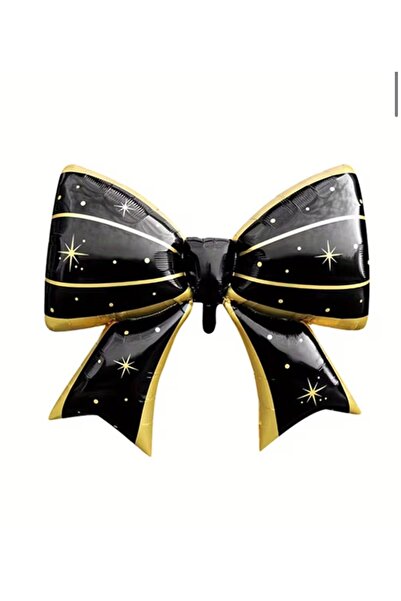 Çemrek Süs Parti Black Gold Bow Foil Balloon Bow Balloon 1 Piece 90 cm
