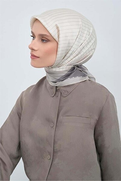 Armine Eșarfă Tivil Pure Silk 9526 - 06 Model cu dungi alb-gri